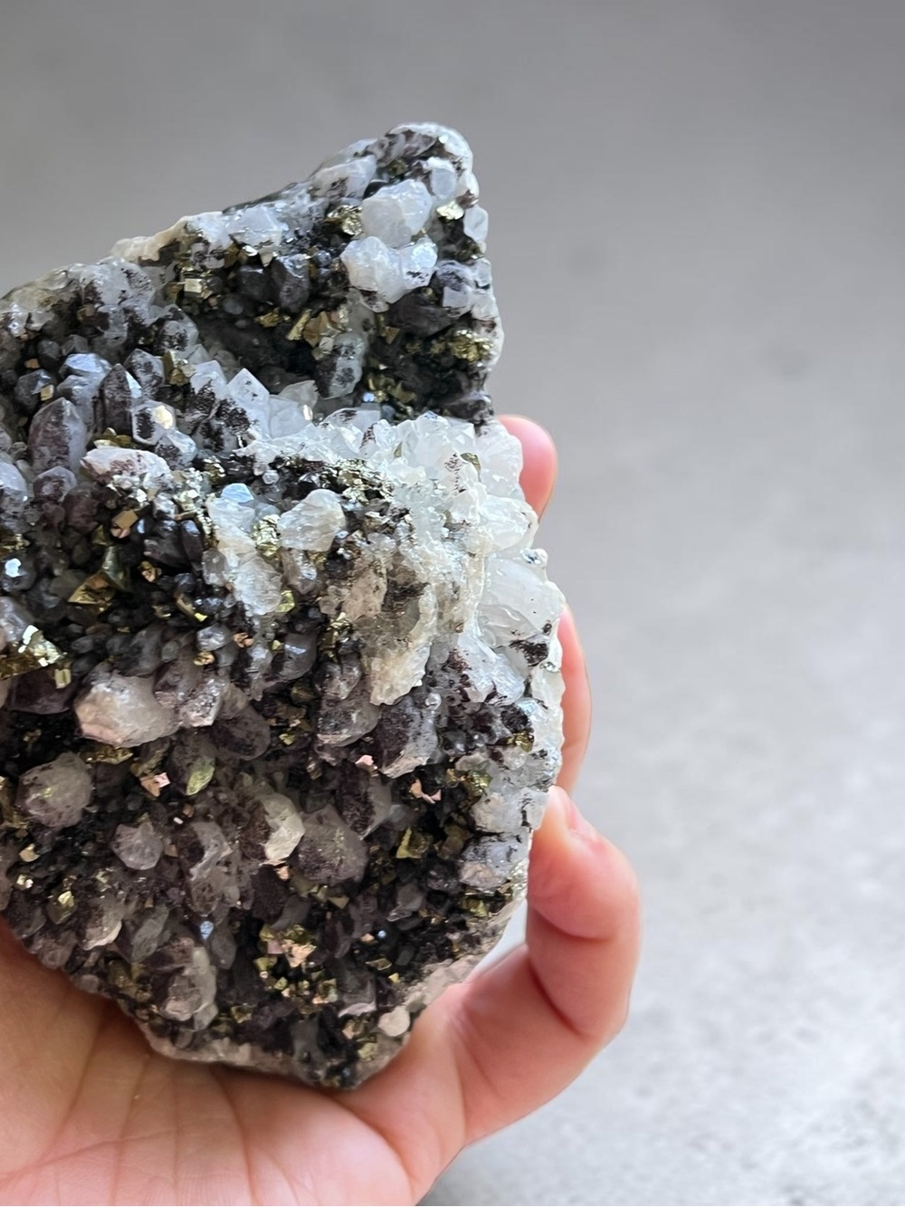 AAA Amethyst, Pyrite, Calcite & Quartz Cluster